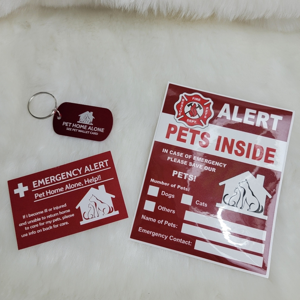 3pcs Pet Emergency Alert Set with Keychain and Cards
